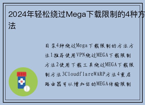 2024年轻松绕过Mega下载限制的4种方法